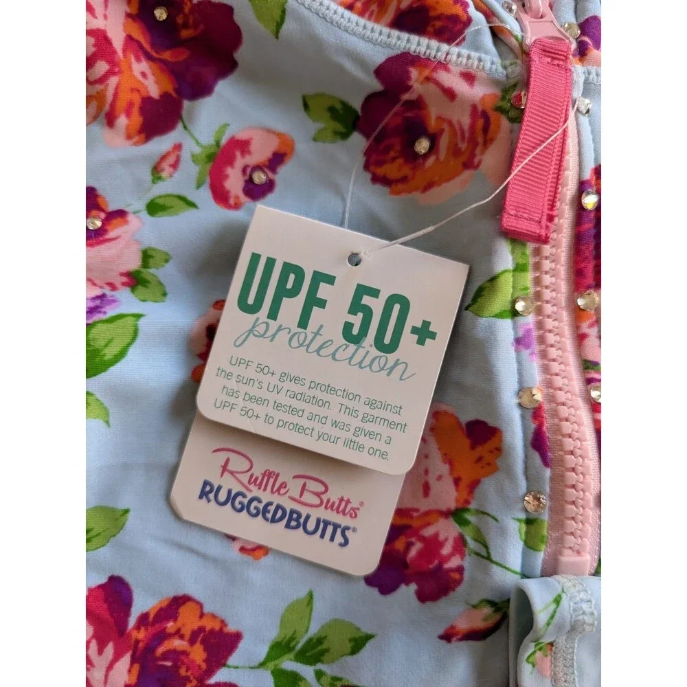 New Ruffle Butts Rash Guard Girls 10 Swim Top Life Is Rosy Floral UPF 50